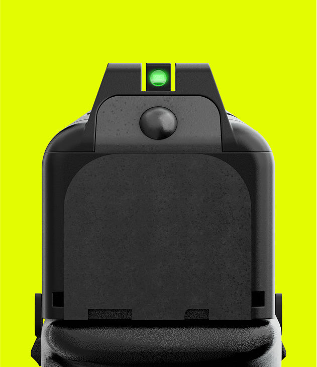 TrueAim active iron sight with green dot targeting